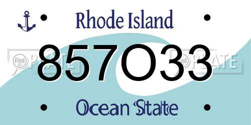 857O33 Rhode Island License Plate