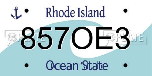 857OE3 Rhode Island License Plate