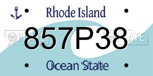 857P38 Rhode Island License Plate