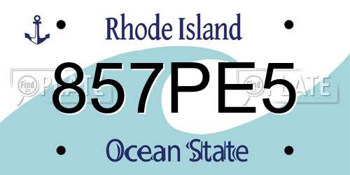 857PE5 Rhode Island License Plate