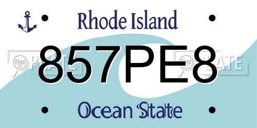 857PE8 Rhode Island License Plate