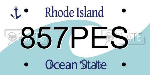 857PES Rhode Island License Plate