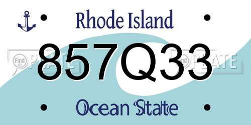 857Q33 Rhode Island License Plate
