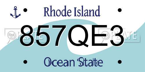 857QE3 Rhode Island License Plate