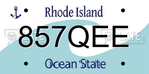 857QEE Rhode Island License Plate
