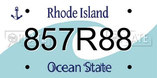 857R88 Rhode Island License Plate