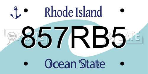 857RB5 Rhode Island License Plate