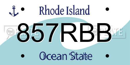 857RBB Rhode Island License Plate