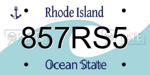 857RS5 Rhode Island License Plate