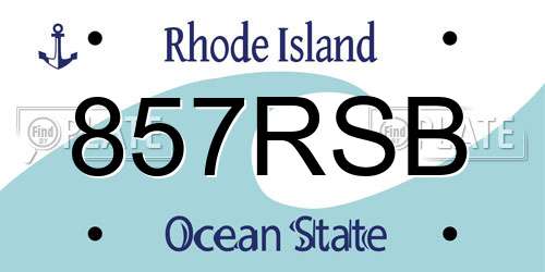 857RSB Rhode Island License Plate
