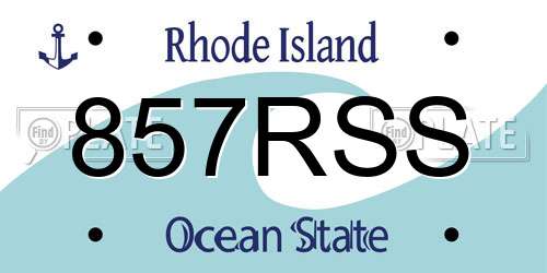 857RSS Rhode Island License Plate