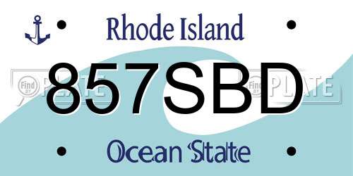 857SBD Rhode Island License Plate