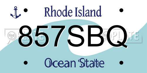 857SBQ Rhode Island License Plate