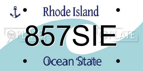857SIE Rhode Island License Plate