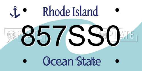 857SS0 Rhode Island License Plate