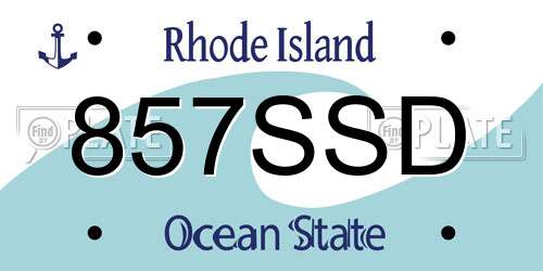 857SSD Rhode Island License Plate