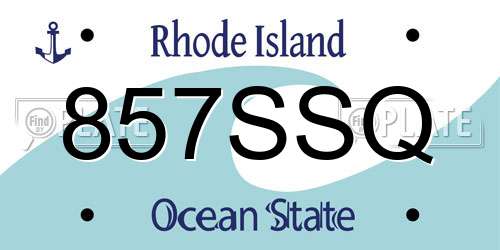 857SSQ Rhode Island License Plate