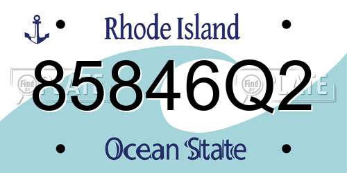 85846Q2 Rhode Island License Plate