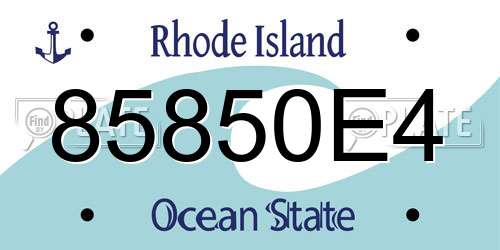 85850E4 Rhode Island License Plate