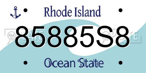 85885S8 Rhode Island License Plate