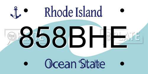 858BHE Rhode Island License Plate