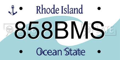 858BMS Rhode Island License Plate