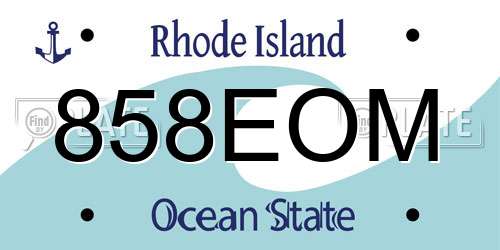 858EOM Rhode Island License Plate