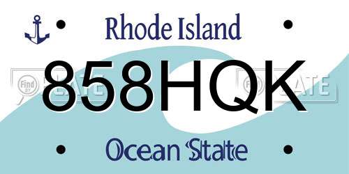 858HQK Rhode Island License Plate
