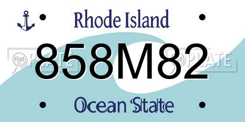 858M82 Rhode Island License Plate