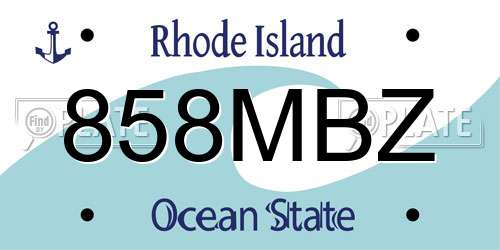 858MBZ Rhode Island License Plate
