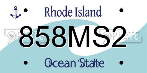 858MS2 Rhode Island License Plate