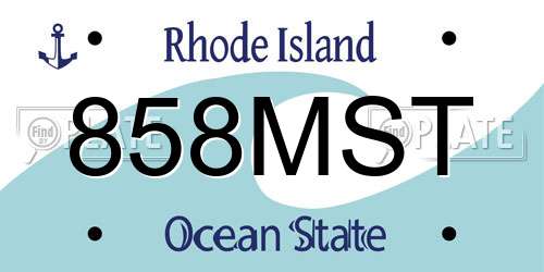 858MST Rhode Island License Plate