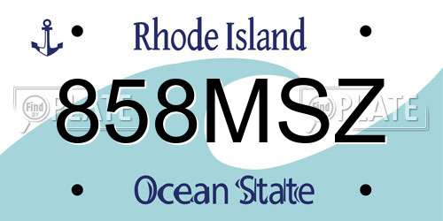 858MSZ Rhode Island License Plate