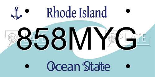 858MYG Rhode Island License Plate
