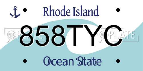 858TYC Rhode Island License Plate