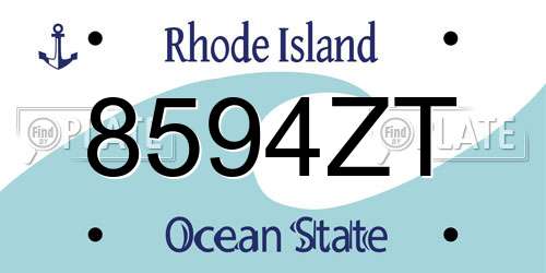 8594ZT Rhode Island License Plate