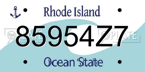 85954Z7 Rhode Island License Plate