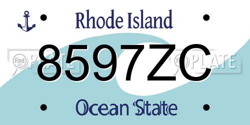 8597ZC Rhode Island License Plate