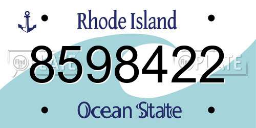 8598422 Rhode Island License Plate