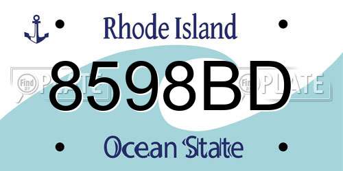 8598BD Rhode Island License Plate