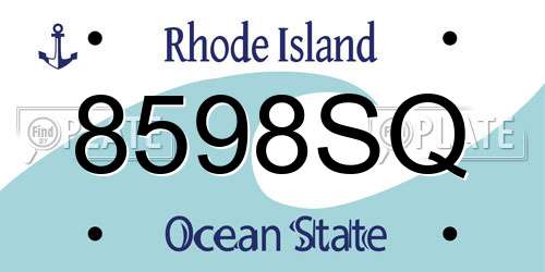 8598SQ Rhode Island License Plate