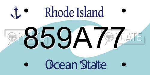 859A77 Rhode Island License Plate