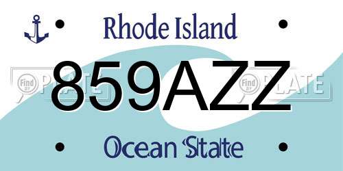 859AZZ Rhode Island License Plate