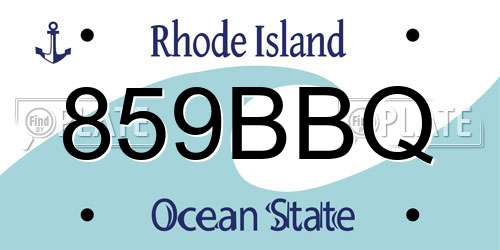 859BBQ Rhode Island License Plate