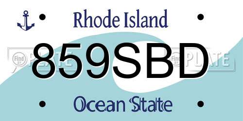 859SBD Rhode Island License Plate