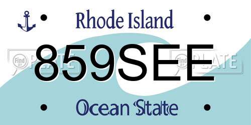 859SEE Rhode Island License Plate