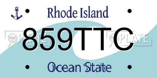 859TTC Rhode Island License Plate