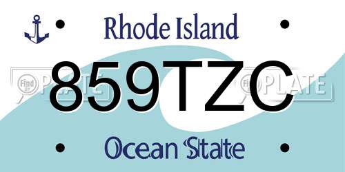 859TZC Rhode Island License Plate