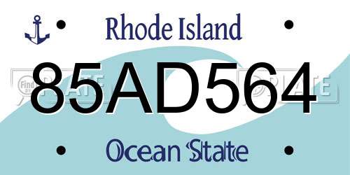 85AD564 Rhode Island License Plate