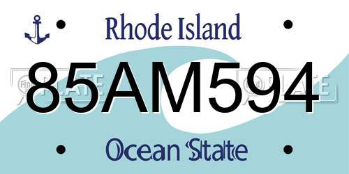 85AM594 Rhode Island License Plate